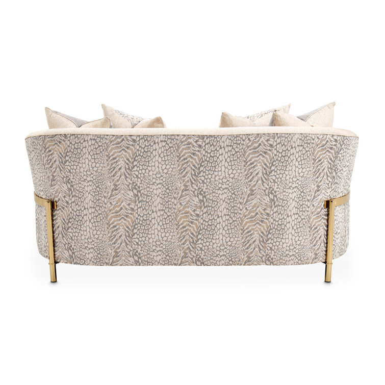 Lisbon 71'' Beige Chenille Loveseat with Brass Legs