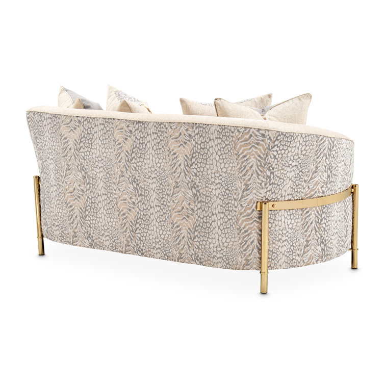 Lisbon 71'' Beige Chenille Loveseat with Brass Legs