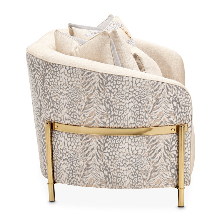 Lisbon 71'' Beige Chenille Loveseat with Brass Legs