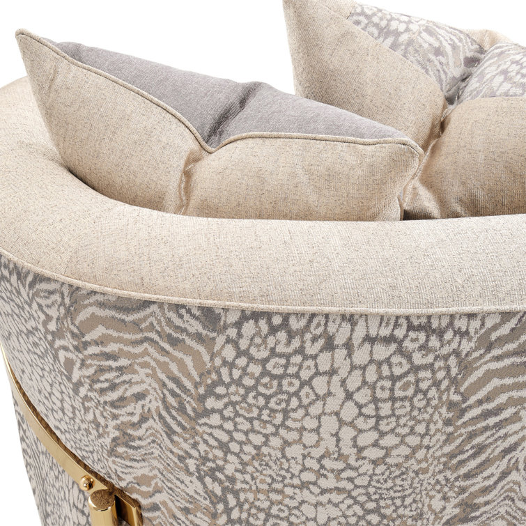 Lisbon 71'' Beige Chenille Loveseat with Brass Legs