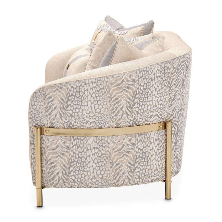 Lisbon 71'' Beige Chenille Loveseat with Brass Legs