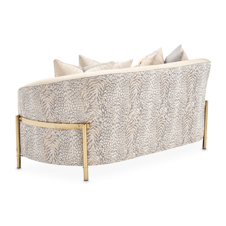 Lisbon 71'' Beige Chenille Loveseat with Brass Legs