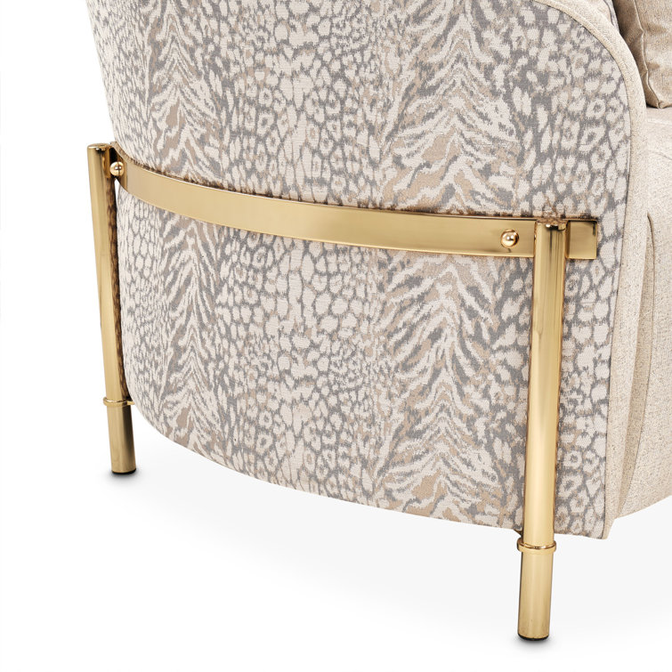 Lisbon 71'' Beige Chenille Loveseat with Brass Legs