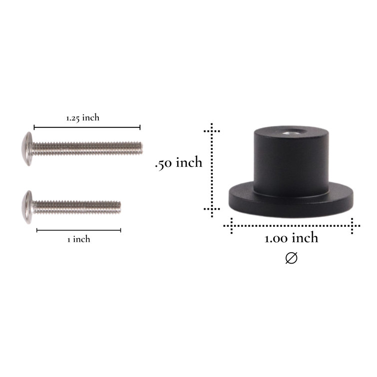 Charcoal Matte Aluminum Round Knob with Mounting Hardware