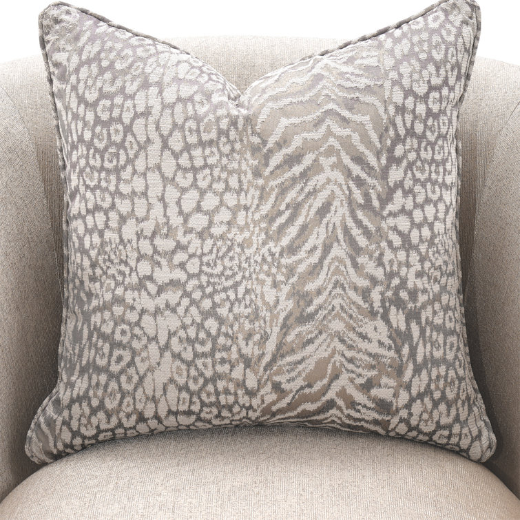 Lisbon Beige Animal Print Chenille Accent Chair with Gold Metal Frame