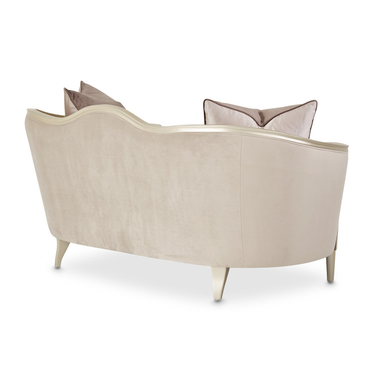 Villa Cherie 71'' Beige Velvet Loveseat with Solid Wood Frame