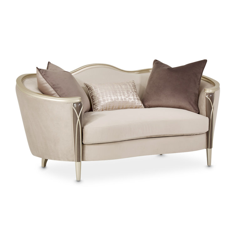 Villa Cherie 71'' Beige Velvet Loveseat with Solid Wood Frame