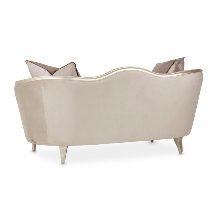 Villa Cherie 71'' Beige Velvet Loveseat with Solid Wood Frame