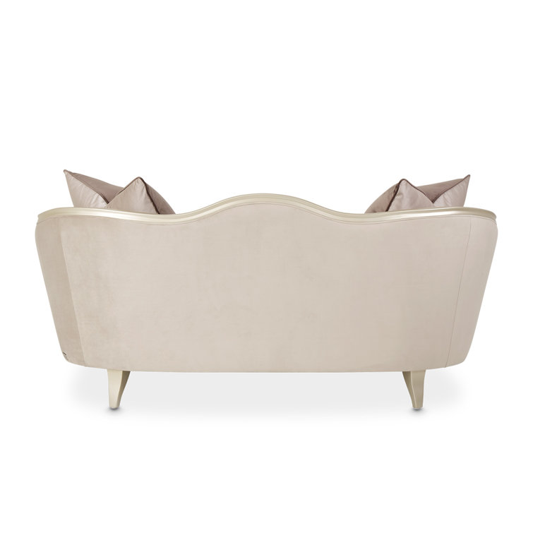 Villa Cherie 71'' Beige Velvet Loveseat with Solid Wood Frame