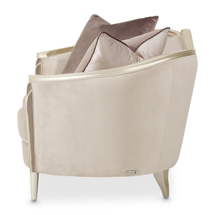 Villa Cherie 71'' Beige Velvet Loveseat with Solid Wood Frame