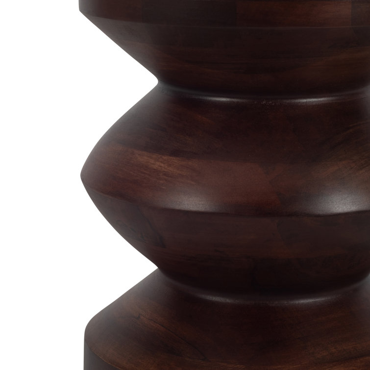 Walnut Brown Solid Mango Wood Round End Table