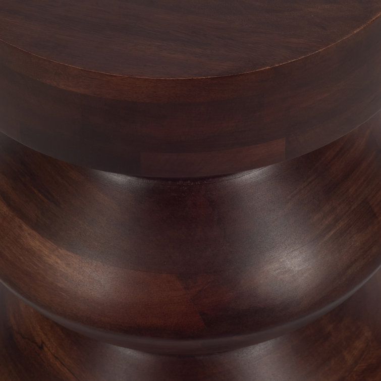 Walnut Brown Solid Mango Wood Round End Table