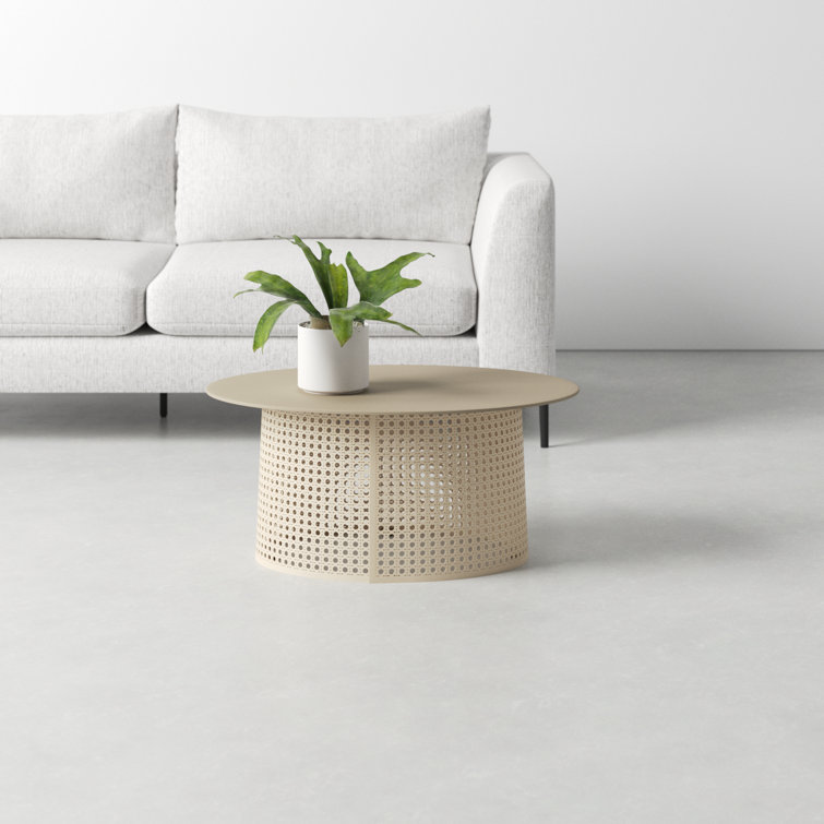 Cream Oval Manufactured Wood Outdoor Coffee Table