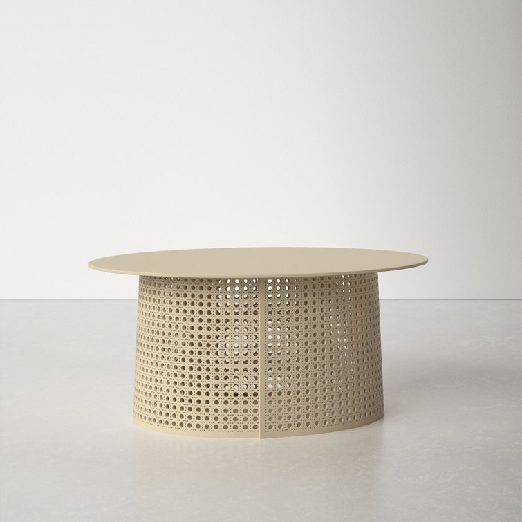 Cream Oval Manufactured Wood Outdoor Coffee Table