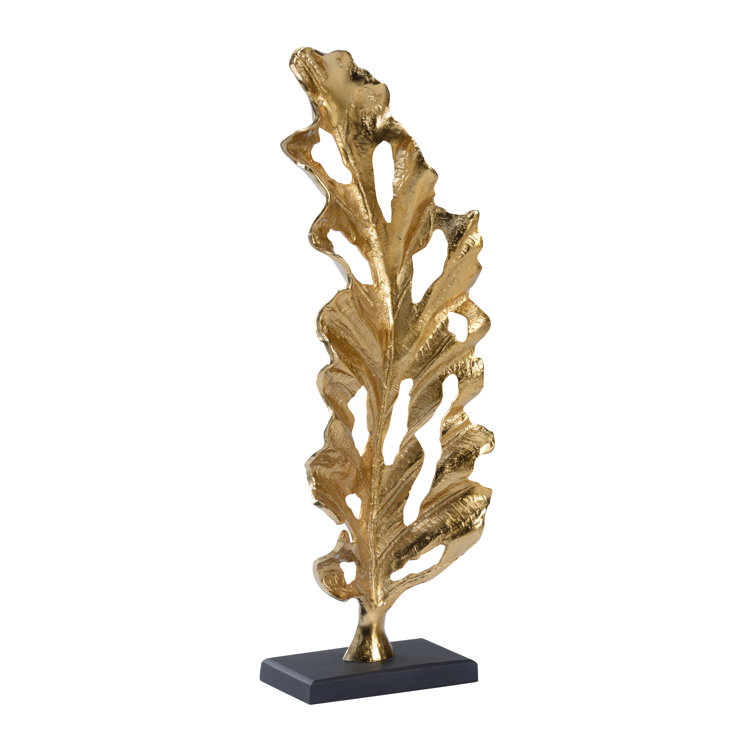 Gold and Black Aluminum Oak Leaf Sculpture