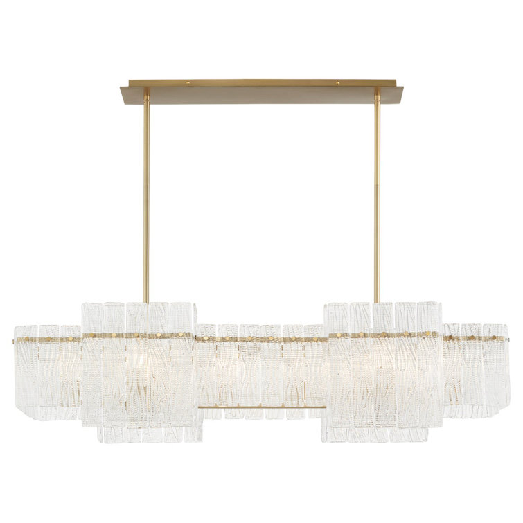 Othello Aged Brass and Glass 8-Light Linear Chandelier
