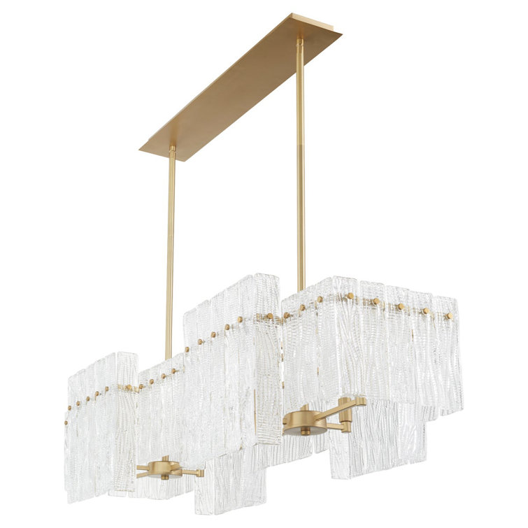 Othello Aged Brass and Glass 8-Light Linear Chandelier
