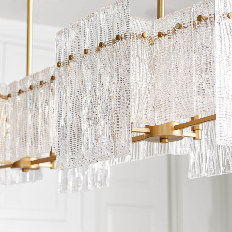 Othello Aged Brass and Glass 8-Light Linear Chandelier