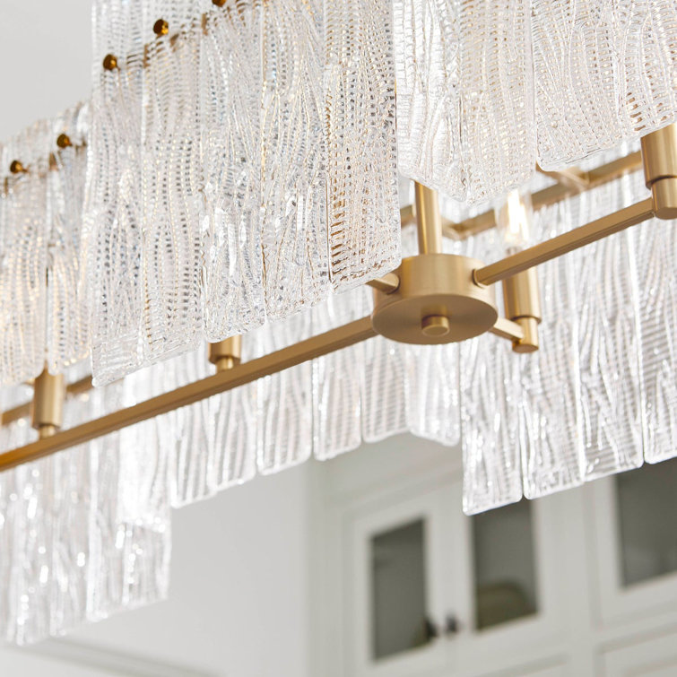 Othello Aged Brass and Glass 8-Light Linear Chandelier