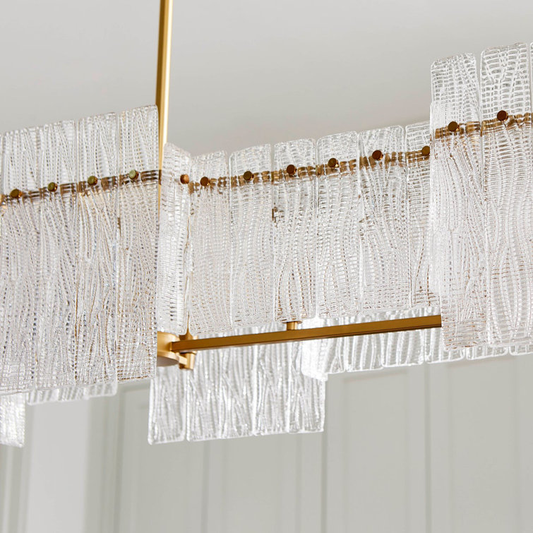 Othello Aged Brass and Glass 8-Light Linear Chandelier