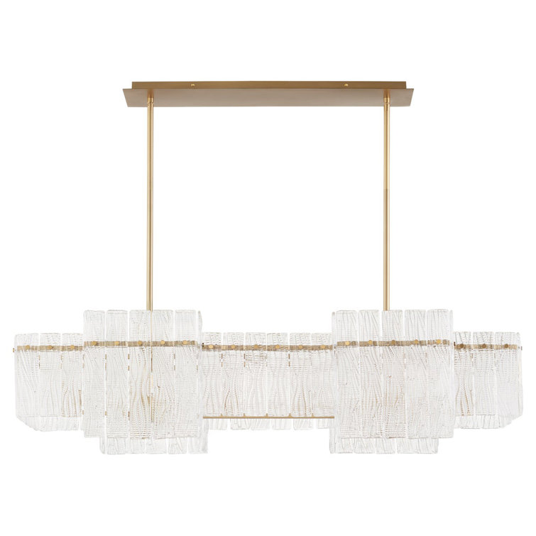 Othello Aged Brass and Glass 8-Light Linear Chandelier