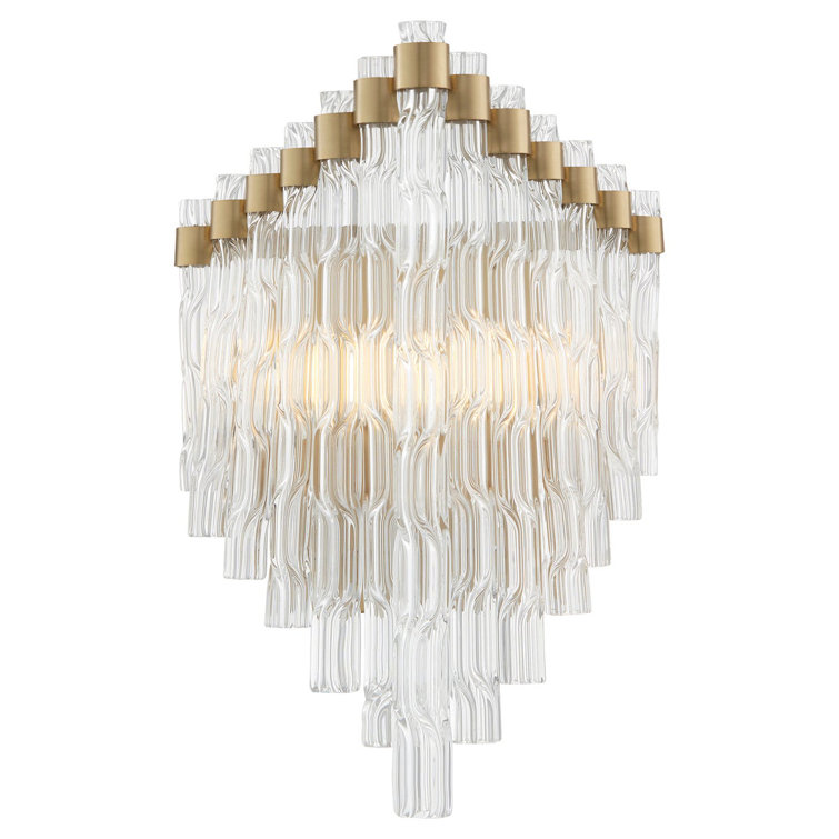 Aged Brass and Glass 1-Light Wall Sconce