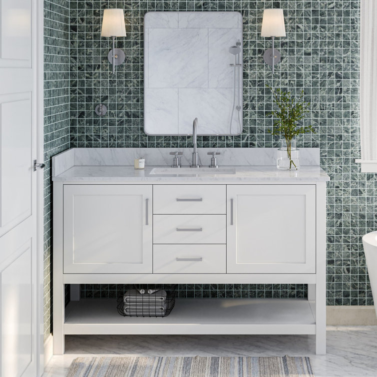 Bayhill 55'' White Solid Wood Freestanding Vanity