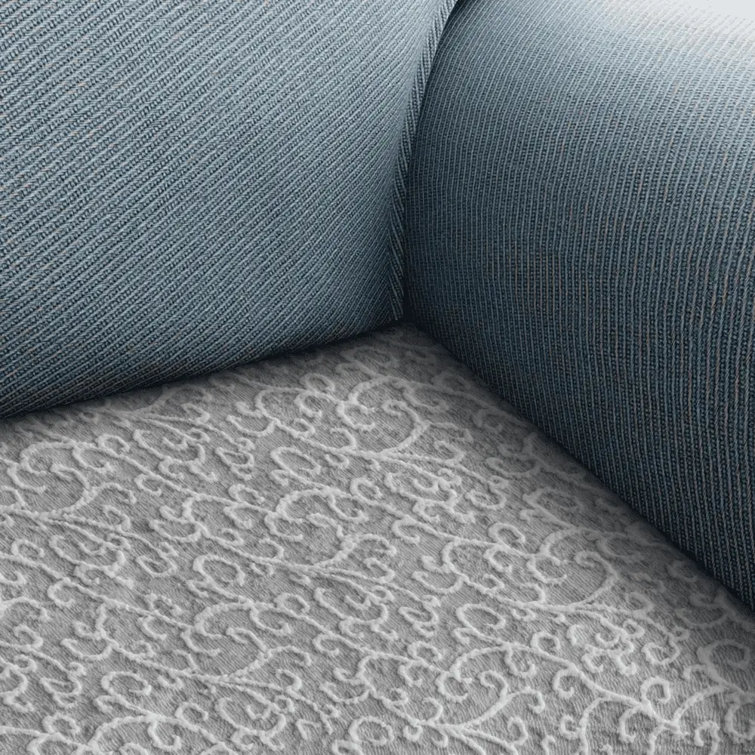 Gray Arabesco Stretch T-Cushion Sofa Cover