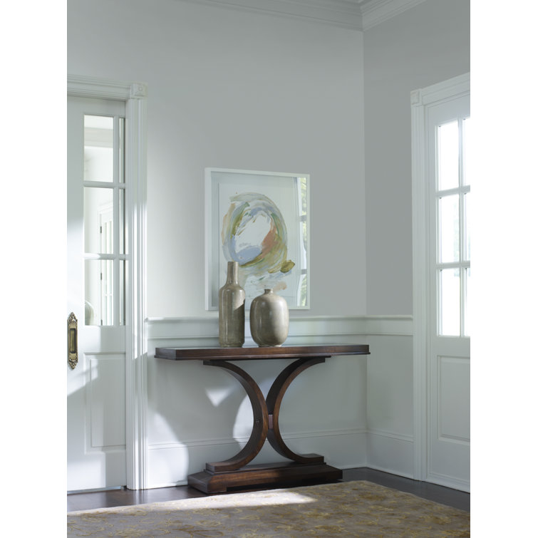 Brunette Walnut and Glass Mirrored Console Table