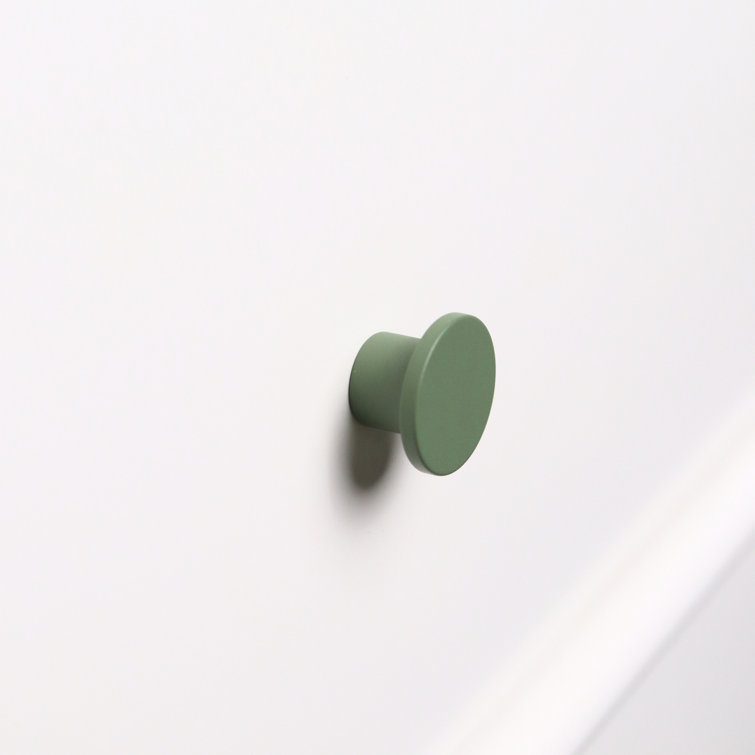 Olive Green Matte Aluminum Round Cabinet Knob with Mounting Hardware