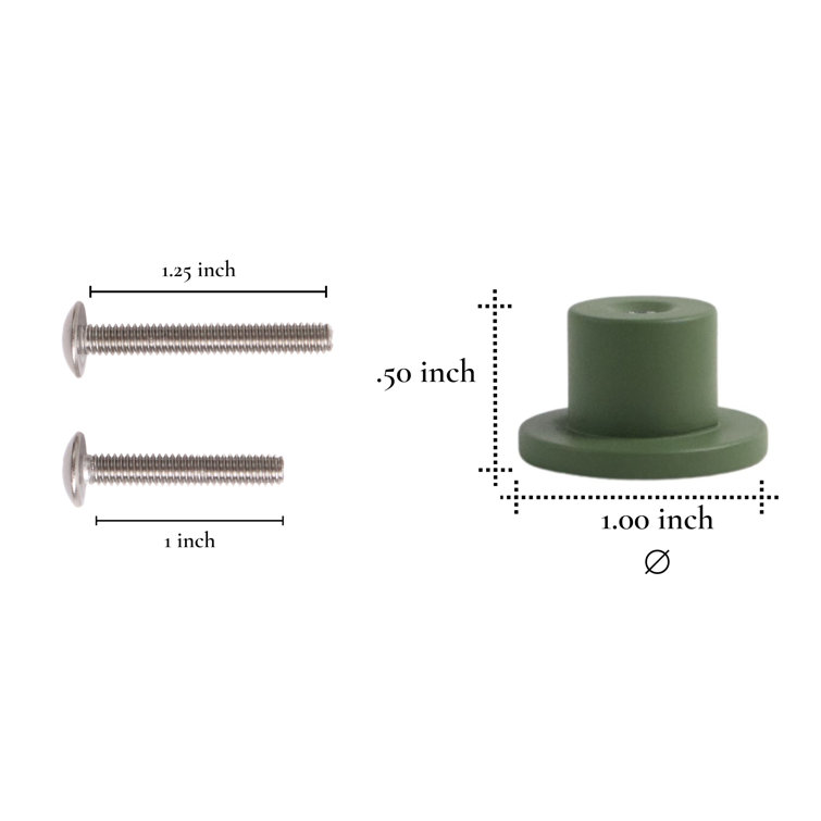 Olive Green Matte Aluminum Round Cabinet Knob with Mounting Hardware