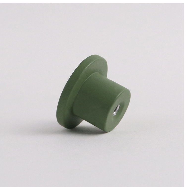 Olive Green Matte Aluminum Round Cabinet Knob with Mounting Hardware