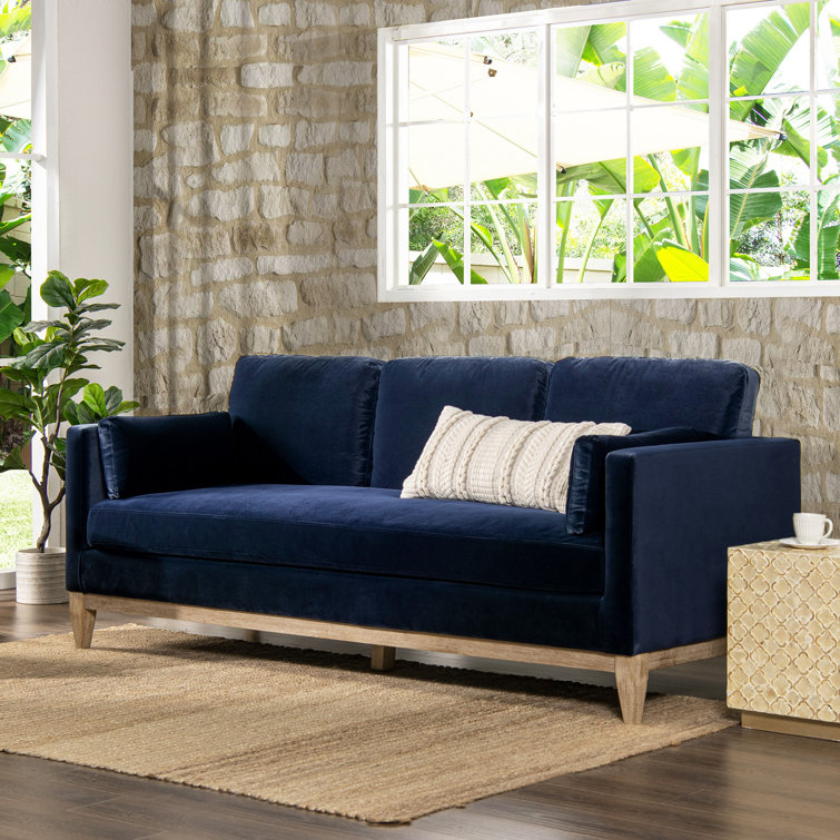 Knox 84" Lawson Track Arm Sofa in Dark Navy Blue Performance Velvet