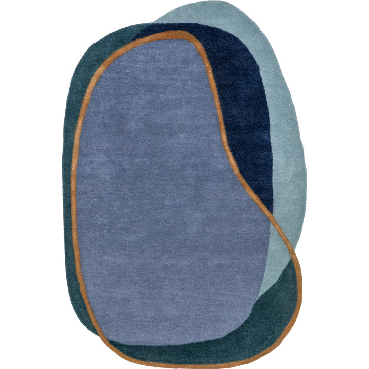 Blue Abstract Handmade Tufted Wool 8' x 10' Rug