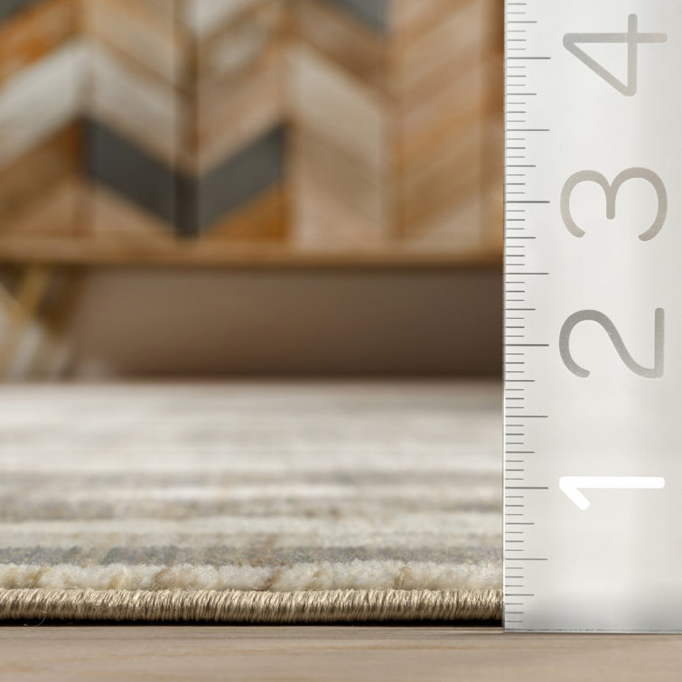 Beige Abstract Handmade Synthetic 5' x 7' Area Rug