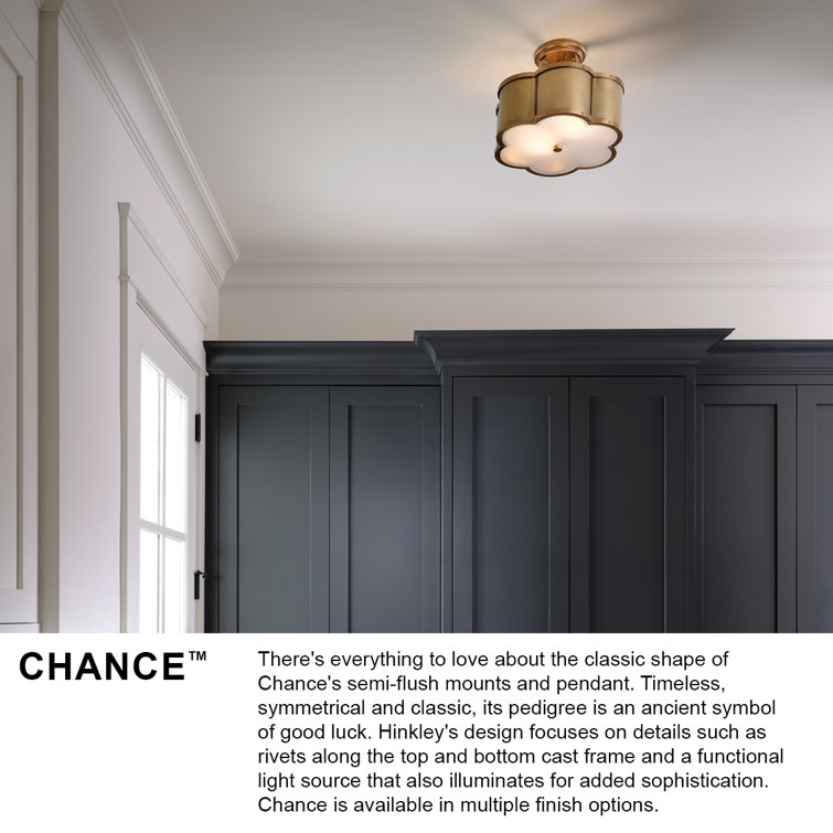 Heritage Brass and Glass 2-Light Semi-Flush Mount Ceiling Fixture