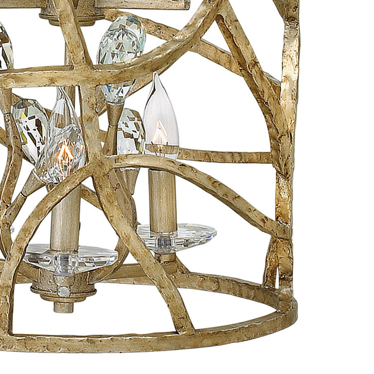 Eve Champagne Gold 6-Light Candle Style Chandelier with Crystal Accents