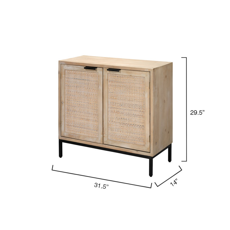 Mary Washed Wood and Raffia 2-Door Storage Cabinet