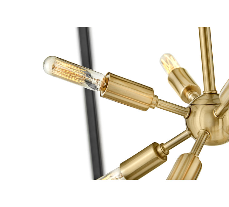 Aros Modern 9-Light LED Chandelier in Black and Warm Brass
