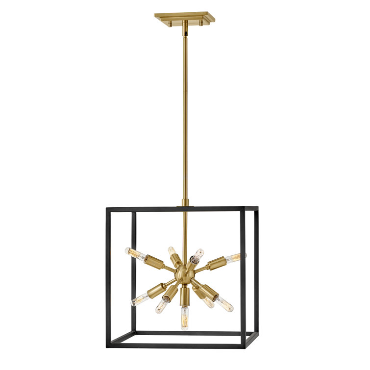 Aros Modern 9-Light LED Chandelier in Black and Warm Brass