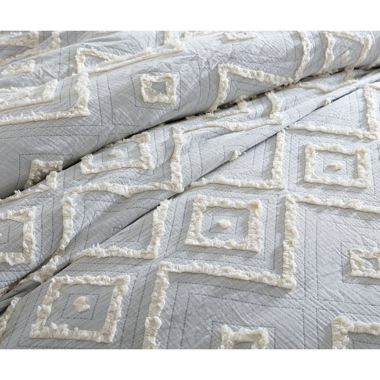 King Light Gray Cotton Down Alternative Reversible Comforter Set