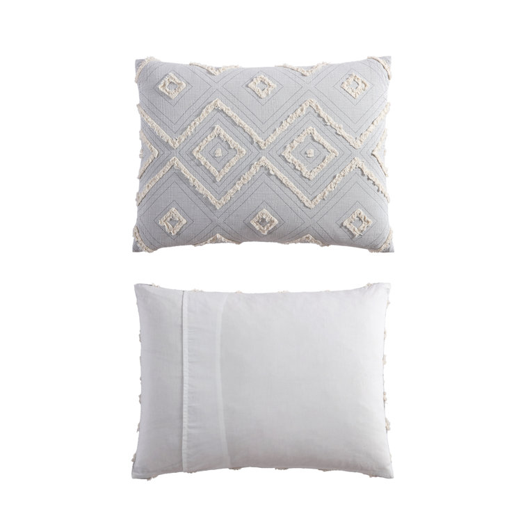 King Light Gray Cotton Down Alternative Reversible Comforter Set