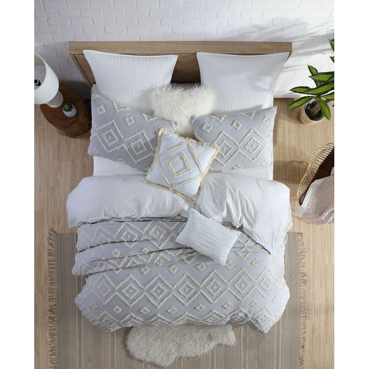 King Light Gray Cotton Down Alternative Reversible Comforter Set
