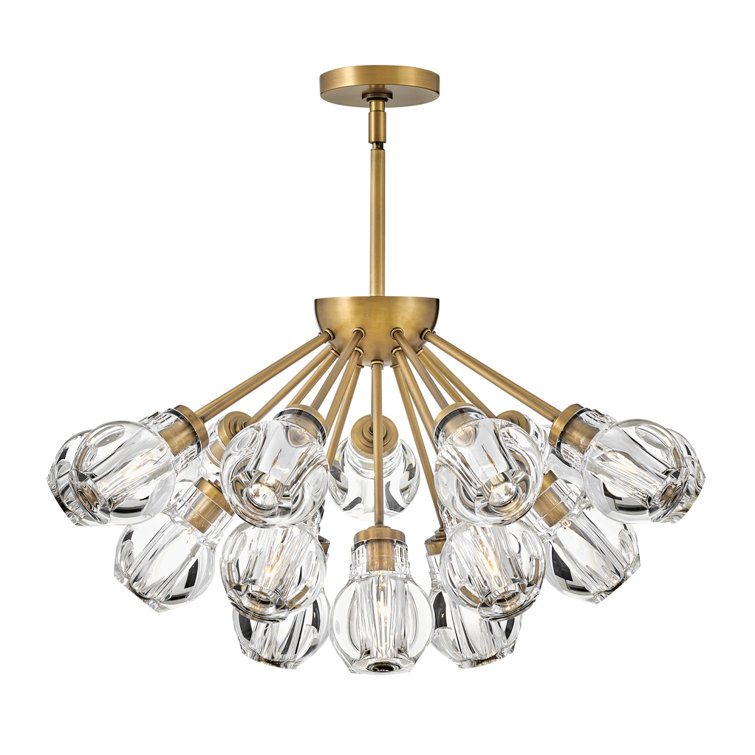 Elise Heritage Brass 19-Light LED Crystal Bowl Pendant