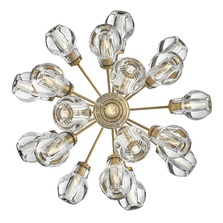 Elise Heritage Brass 19-Light LED Crystal Bowl Pendant