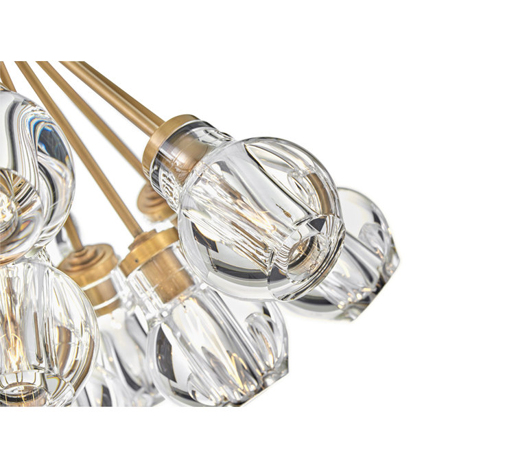 Elise Heritage Brass 19-Light LED Crystal Bowl Pendant