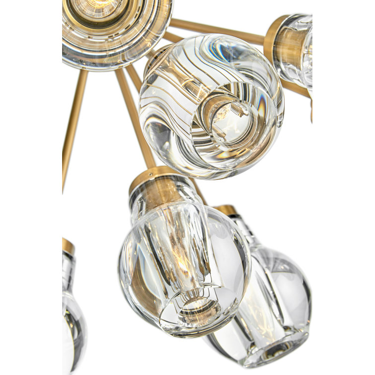 Elise Heritage Brass 19-Light LED Crystal Bowl Pendant