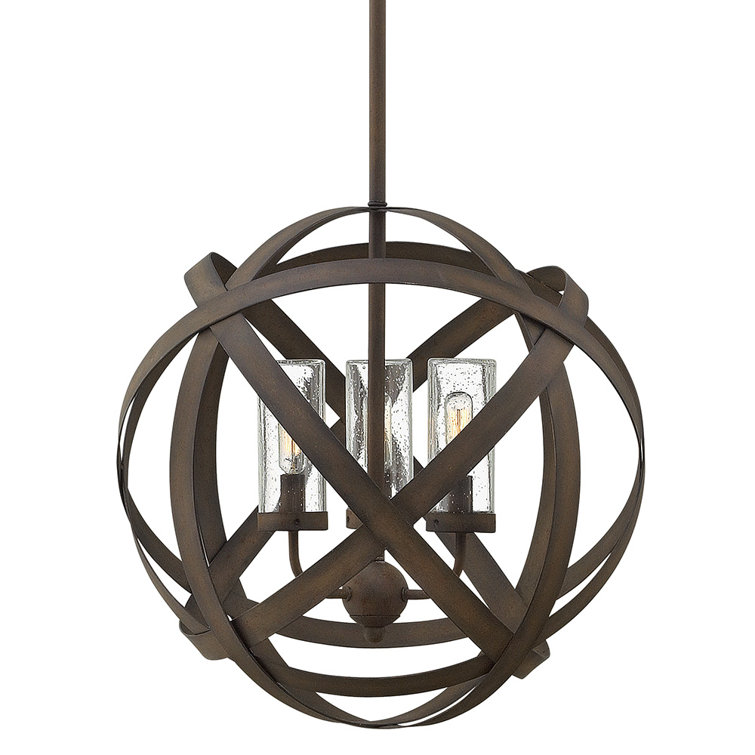 Carson Vintage Iron 3-Light Seedy Glass Globe Pendant