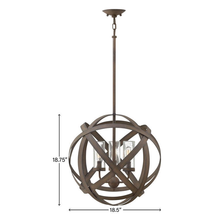 Carson Vintage Iron 3-Light Seedy Glass Globe Pendant