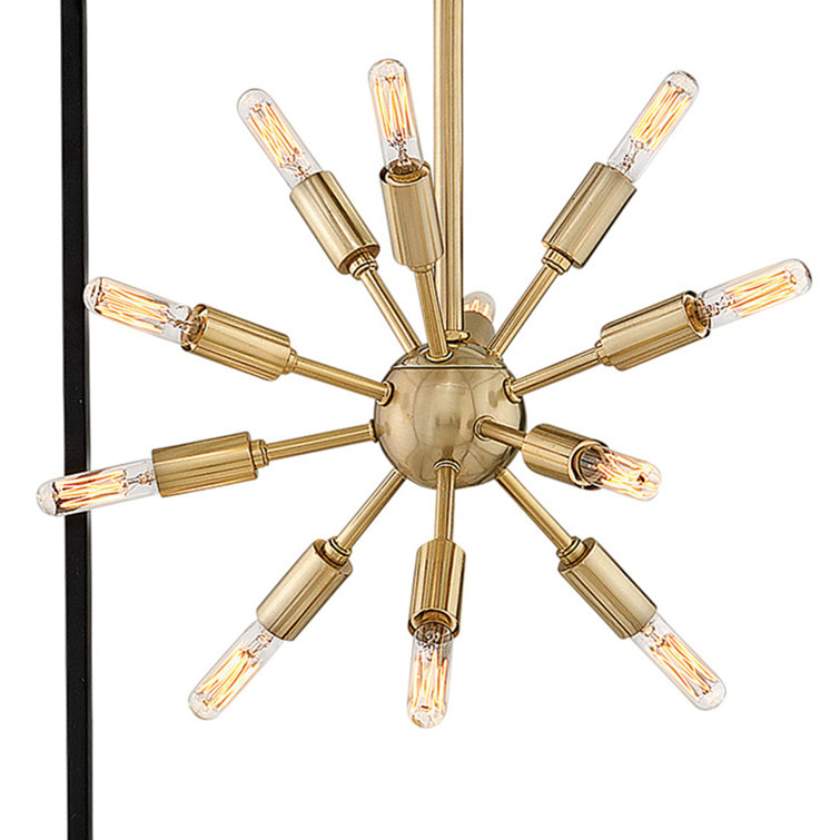 Aros Mid-Century Modern 24-Light Starburst Chandelier in Black and Brass